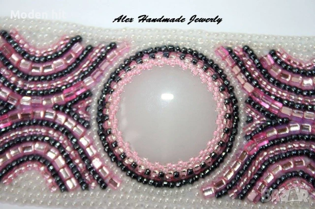 Ръчна изработка! Комплект с млечен кварц - гривна, обеци и пръстен, снимка 4 - Бижутерийни комплекти - 50835286