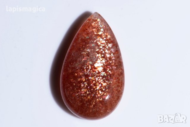 Голям слънчев камък конфети 32.6ct капковиден кабошон, снимка 2 - Други - 43063753