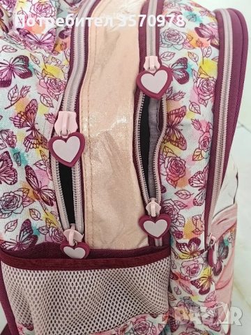 Розова ученическа раница MUST Yummy Butterfly, снимка 5 - Раници - 52549611