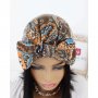 Тюрбан за коса с пандела и орнаменти в оранжево и синьо, снимка 5