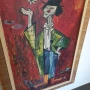 Стара картина на клоун, масло/платно,1965година ,подписана, снимка 9