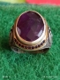 Поръчков Колекционерски сребърен пръстен с Лилав Аметист ювелирна изработка 52495, снимка 1