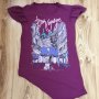 Дамска тениска ZARA, 100% памук, щампа с камъни, асиметрична, много запазена, снимка 1 - Тениски - 29005249