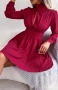 Елегантна рокля с красиво деколте в бордо, снимка 2