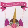 Сет Еднорог топери топер за украса на торта с надпис Happy Birthday за рожден ден декорация парти, снимка 3