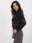 Черно дамско байкерско яке с широки ревери, снимка 3