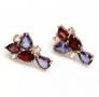 Изящни дамски сребърни обеци с пурпурен Иолит,червен Гранат,бял Топаз, снимка 2