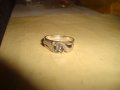 САПФИРЕН СРЕБЪРЕН ПРЪСТЕН СРЕБРО ВИСОКА ПРОБА РЪЧНА ЮВЕЛИРНА ИЗРАБОТКА АРТ ДЕКО УНИКАТ АНГЛИЯ 27259, снимка 8