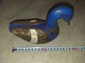 Страхотна синя дървена патица патка с месинг и кост, снимка 5