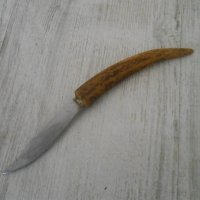 Стар ЛОВЕН нож с дръжка от ЕЛЕНОВ РОГ ! ножка ножче, снимка 1 - Колекции - 37563302