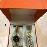 Подаръчен комплект часовник и гривна с кристали, снимка 1 - Дамски - 44900239