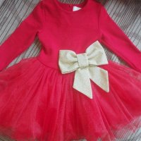Разкошна червена рокля с панделка 80 размер contrast, снимка 3 - Бебешки рокли - 40094590