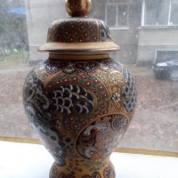 Голяма стара антикварна ваза Сатцума Satsuma рисувана релеф, снимка 2 - Антикварни и старинни предмети - 35141769