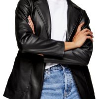 Topshop дамско кожено яке - блейзър в черен цвят р-р S (EU 36), снимка 1 - Якета - 43493473