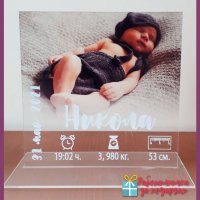Бебешка визитка със снимка, акрилен плексиглас, снимка 4 - Ръчно изработени сувенири - 31956509