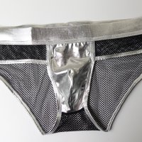 XL нови мъжки еротични слипове в сребристо и черна мрежа, снимка 7 - Бельо - 44072593