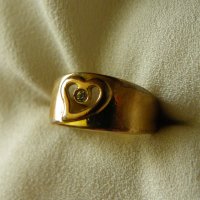 Стар позлатен сребърен пръстен, снимка 1 - Пръстени - 28629466