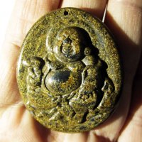 Буда медальон от естествен,натурален Бронзит 136.25 карата Индия, снимка 4 - Колиета, медальони, синджири - 35448134