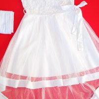 Бяла рокличка+чорапогащник, снимка 1 - Детски рокли и поли - 43943855
