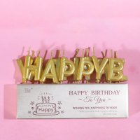 Happy Birthday честит Рожден ден букви розови сребристи златисти свещи за торта Рожден ден, снимка 6 - Други - 25898014
