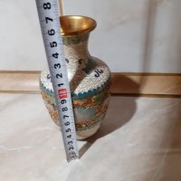 Cloisonne Клоазоне стара ваза бронз клетъчен емайл, снимка 7 - Антикварни и старинни предмети - 43202641