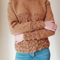 Ръчно плетен кафяв пуловер, снимка 5 - Блузи с дълъг ръкав и пуловери - 22703086