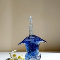 💙🩵💛✨Кошничка бонбониера арт стъкло тип Мурано  от 60те, снимка 2 - Вази - 43475103