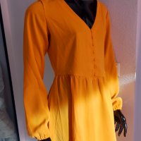 официална рокля с ръкави в портокал, снимка 1 - Рокли - 37921547