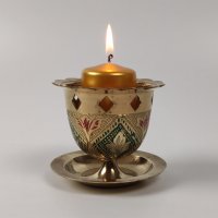 Чашка за свещ от месинг, снимка 3 - Антикварни и старинни предмети - 43896034