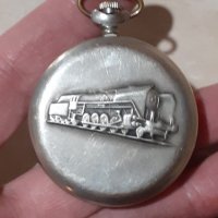 Стар руски джобен часовник Мълния с влак, снимка 2 - Антикварни и старинни предмети - 44034127