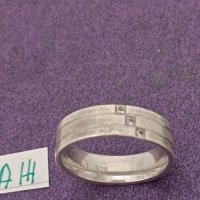 сребърен пръстен халка с камъни Буква АЖ, снимка 1 - Пръстени - 43985116