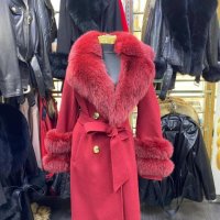 Дамско луксозно палто кашмир вълна и лисица код 125, снимка 1 - Палта, манта - 37801258