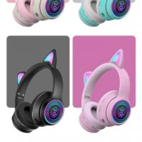 Bluetooth Слушалки Котешки уши AKZ-K27, снимка 3 - Безжични слушалки - 35488263
