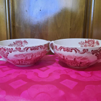 Купичка с две дръжки за супа от английски костен порцелан - розовата гама. Вмест. - 400мл. , снимка 5 - Чинии - 36411154