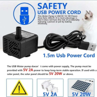 USB мини потопяема водна помпа (DC 5V 1-3W 200L/H), снимка 2 - Друга електроника - 44860158