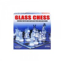 Стилен стъклен шах с размери - 35х35 см, снимка 1 - Шах и табла - 15741163