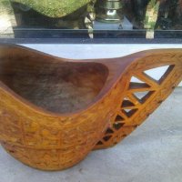 Дървена чаша с дърворезба с форма на кана, снимка 1 - Други ценни предмети - 37406987