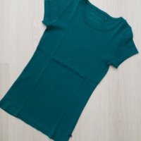Удължена тениска в тъмно синьо-зелено, снимка 1 - Тениски - 28423084