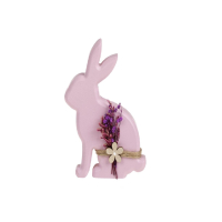  Великденска декорация, Лилав Заек с цветя, 10x2x15см, снимка 1 - Декорация за дома - 44854675