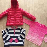Пуловер Манго и подарък Бенетон яке р.134, снимка 1 - Детски Блузи и туники - 26871445