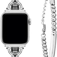 Нова метална Каишка за смарт часовник Apple Watch + гривна с мъниста, снимка 1 - Каишки за часовници - 40250854