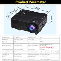 ANIMABG Мултимедиен мини LED проектор, снимка 2 - Плейъри, домашно кино, прожектори - 31842142
