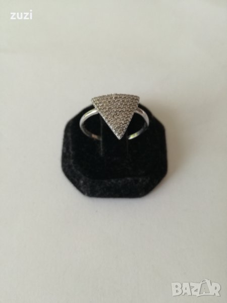 Сребърен пръстен с бели цирконий. Сребро проба 925., снимка 1