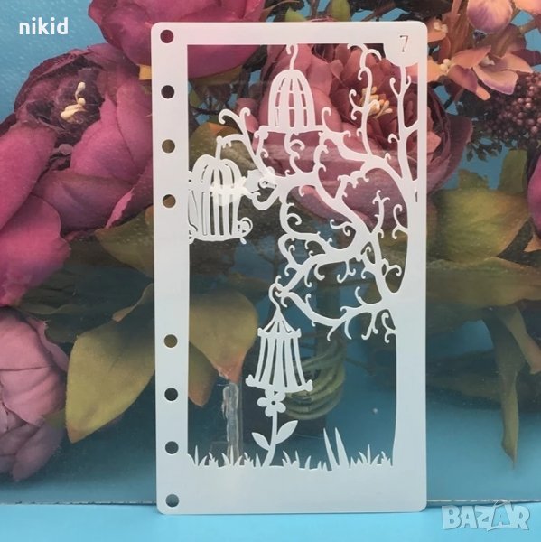 #7 клони дърво клетки кафез  тесен шаблон стенсил спрей за торта Scrapbooking, снимка 1