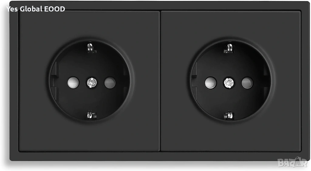 CNBINGO двоен стенен контакт черен с детска защита, снимка 1