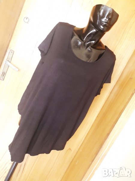 Нова черна изчистена тениска с гръб с по-къса дължина ХЛ , снимка 1