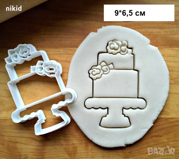 Сватбена торта на етажи пластмасов резец форма фондан тесто бисквитки, снимка 1