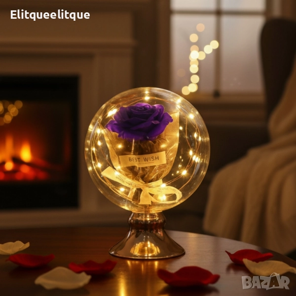 Лампа с роза и мека светлина – подарък, който остава и след празника, снимка 1