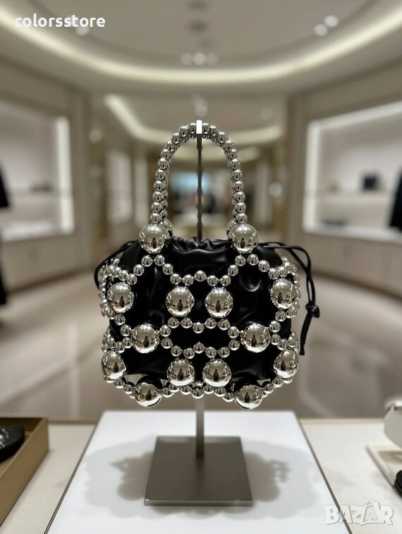 Дамска чанта - черно със сребристо - 5ZA13601 , снимка 1