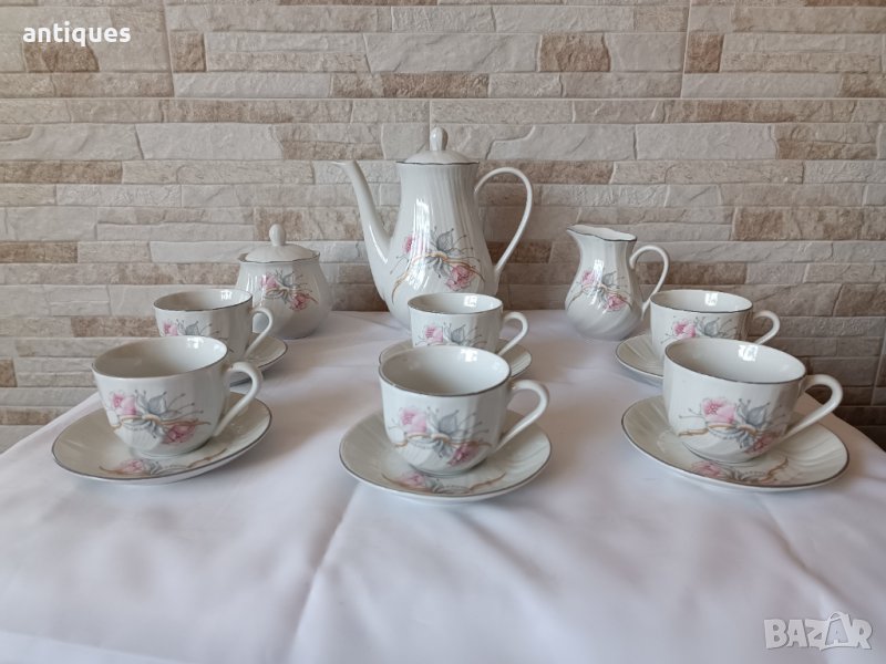 Красив порцеланов сервиз за кафе -17 части- Завод Китка - №1, снимка 1